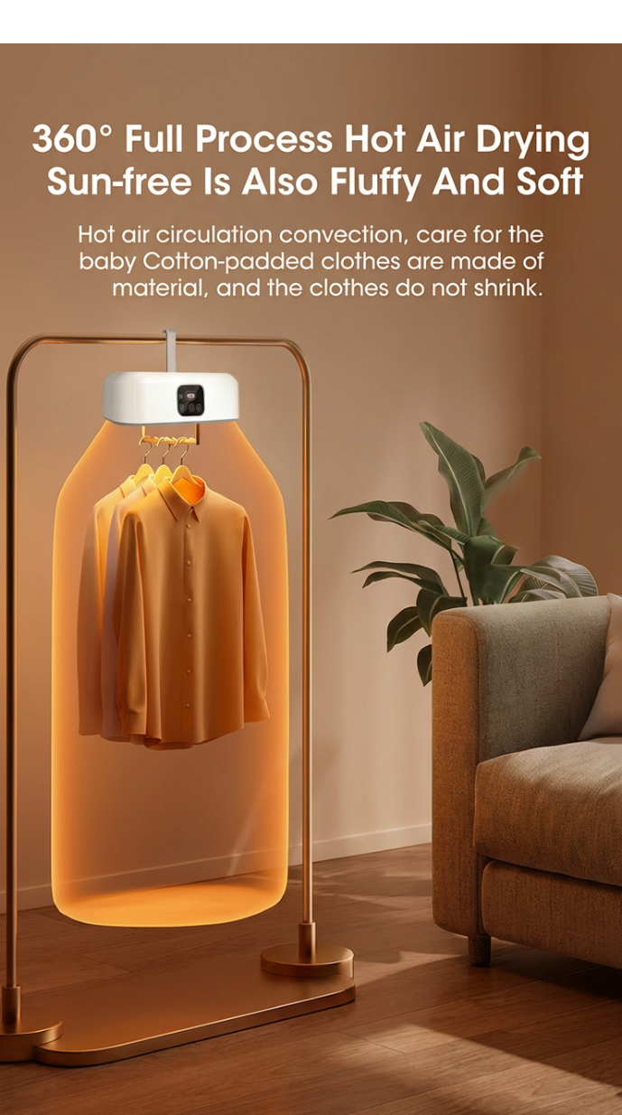 Portable Clothes Dryer – Foldable Mini Dryer with Remote Control & UV Sterilization | Fast Electric Laundry Dryer for Apartments, Travel, RV & Small Spaces (110V)
